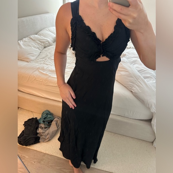 NWT Doen Amoretta Ruffle Cut Out Maxi Dress in Black XXS read description - Picture 4 of 9